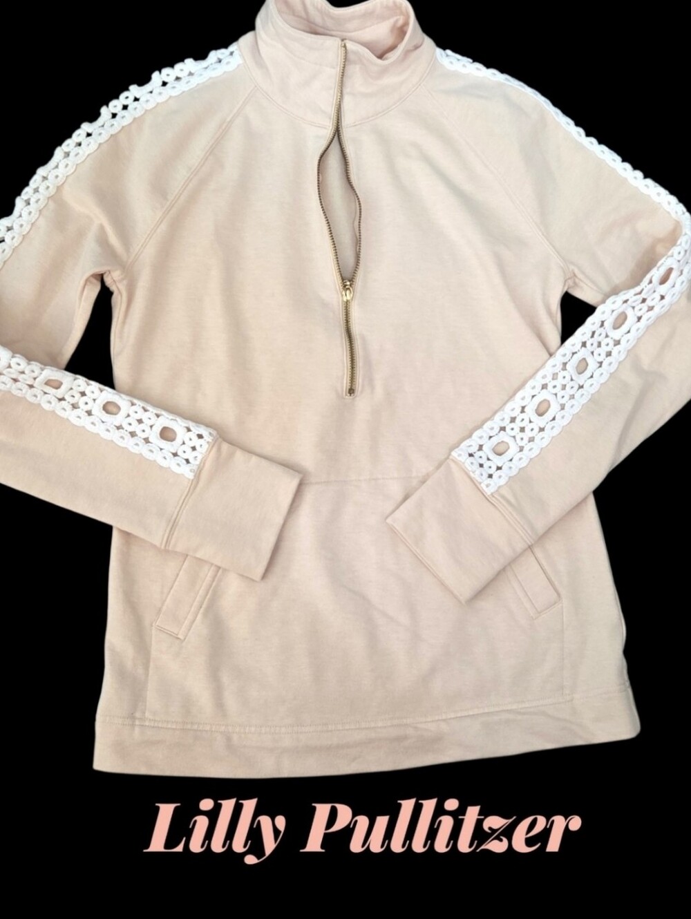 *1711 Lilly Pulitzer quarter zip crochet tracks shirt Women XXS